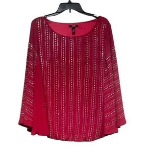 Alfani Women Elegant Red Top with Rhinestone Accents